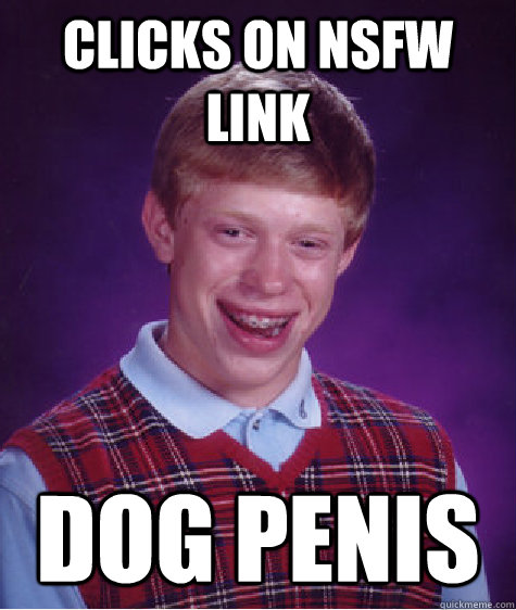 Clicks on NSFW link dog penis  Bad Luck Brian