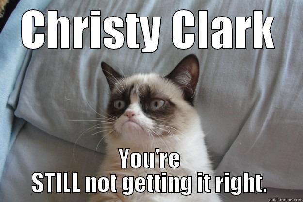 CHRISTY CLARK YOU'RE STILL NOT GETTING IT RIGHT. Grumpy Cat