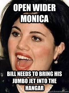 Open wider Monica Bill needs to bring his jumbo jet into the hangar - Open wider Monica Bill needs to bring his jumbo jet into the hangar  Misc