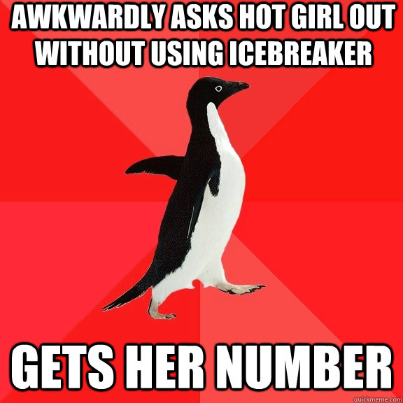 Awkwardly asks hot girl out without using icebreaker gets her number  Socially Awesome Penguin