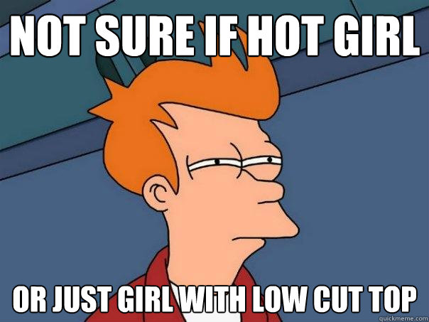 not sure if hot girl or just girl with low cut top - not sure if hot girl or just girl with low cut top  Futurama Fry