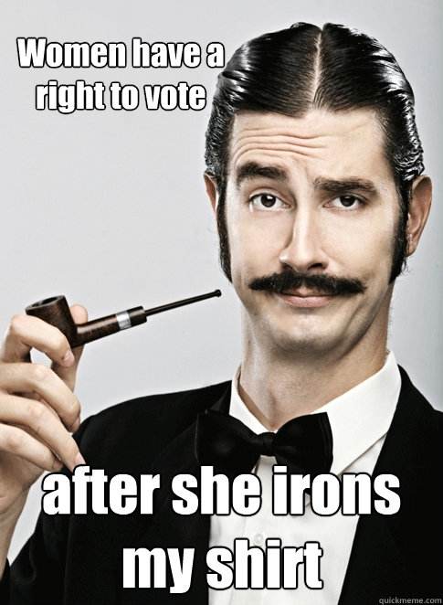 Women have a right to vote after she irons my shirt  Le Snob