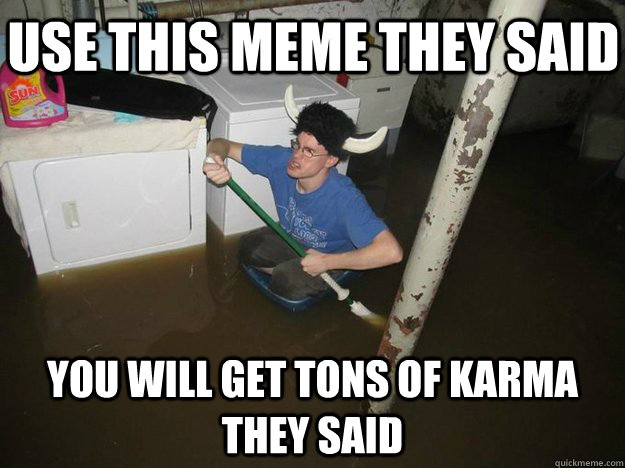 Use this meme they said You will get tons of karma they said  Do the laundry they said