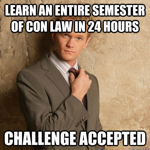 learn an entire semester of con law in 24 hours challenge accepted  barney stinson