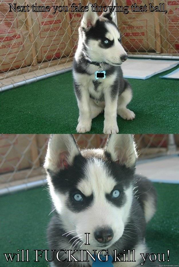 NEXT TIME YOU FAKE THROWING THAT BALL, I WILL FUCKING KILL YOU! Insanity puppy