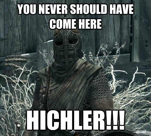 You never should have come here HICHLER!!!  Skyrim Guard