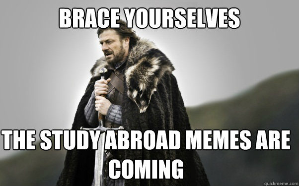 BRACE YOURSELVES THE STUDY ABROAD MEMES ARE COMING - BRACE YOURSELVES THE STUDY ABROAD MEMES ARE COMING  Ned Stark