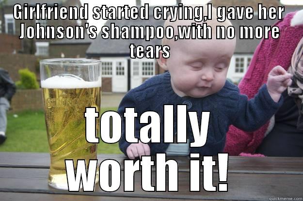 GIRLFRIEND STARTED CRYING,I GAVE HER  JOHNSON'S SHAMPOO,WITH NO MORE TEARS TOTALLY WORTH IT! drunk baby