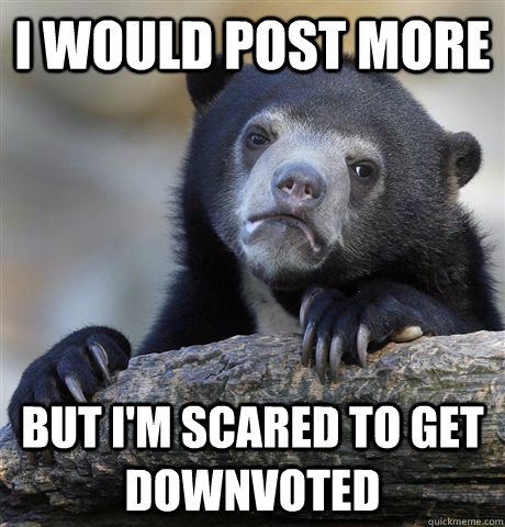 I would post more but i'm scared to get downvoted  Confession Bear