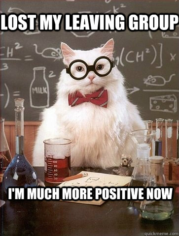 LOST MY LEAVING GROUP I'M MUCH MORE POSITIVE NOW  Chemistry Cat