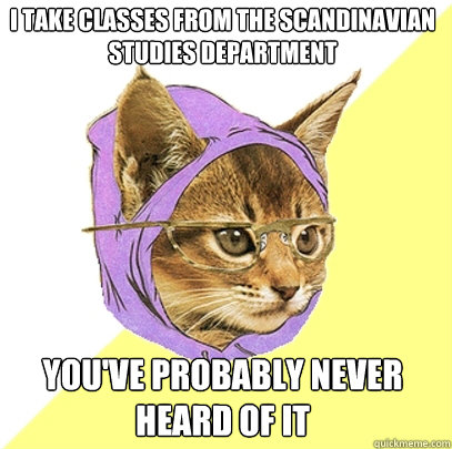 I take classes from the Scandinavian studies department you've probably never heard of it  Hipster Kitty