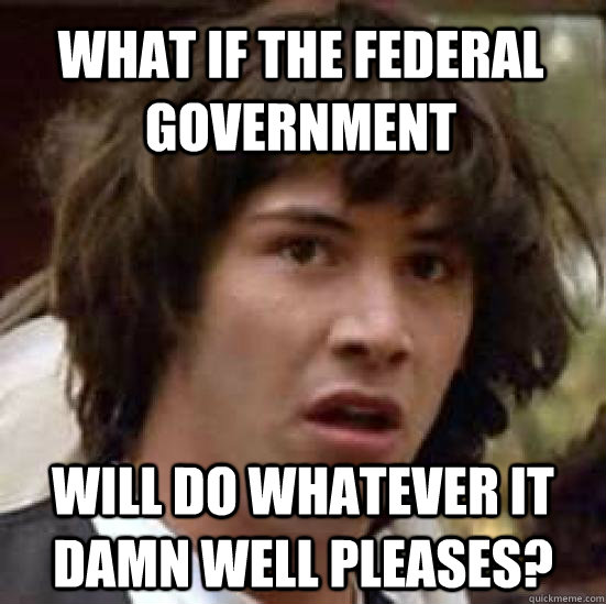 what if the federal government will do whatever it damn well pleases?  conspiracy keanu