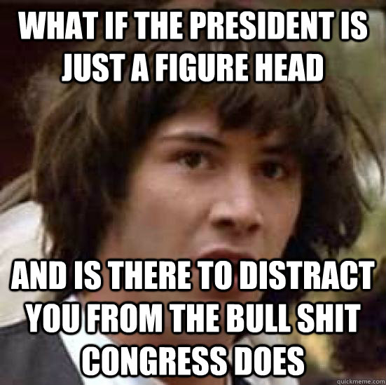 What if the president is just a figure head and is there to distract you from the bull shit congress does  conspiracy keanu