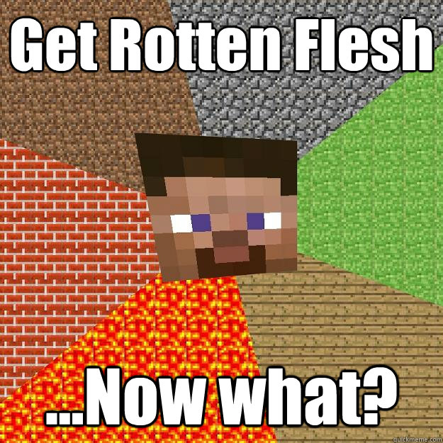 Get Rotten Flesh ...Now what? - Get Rotten Flesh ...Now what?  Minecraft