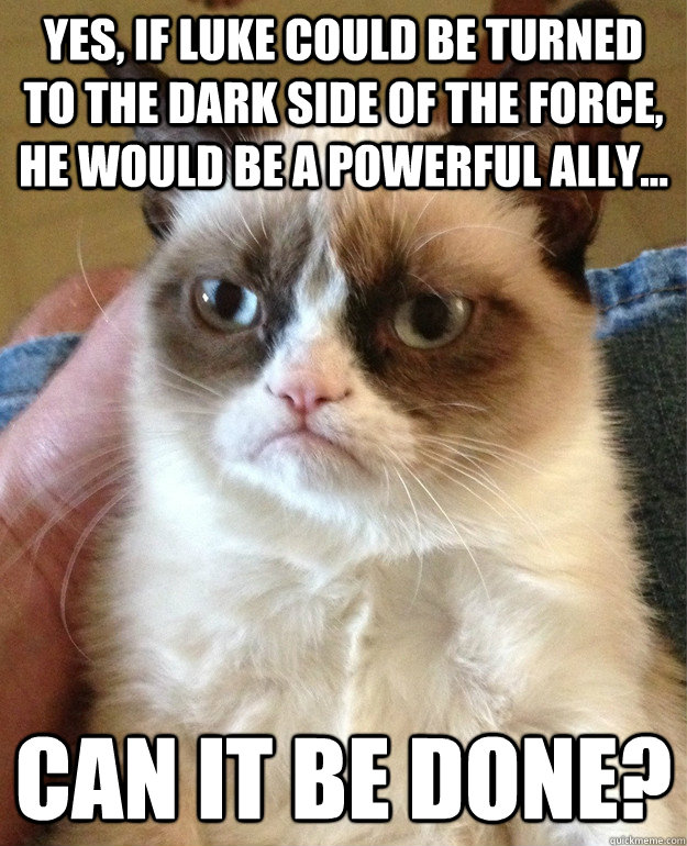 Yes, If Luke could be turned to the dark side of the force, he would be a powerful ally... Can it be done?  Grumpy Cat