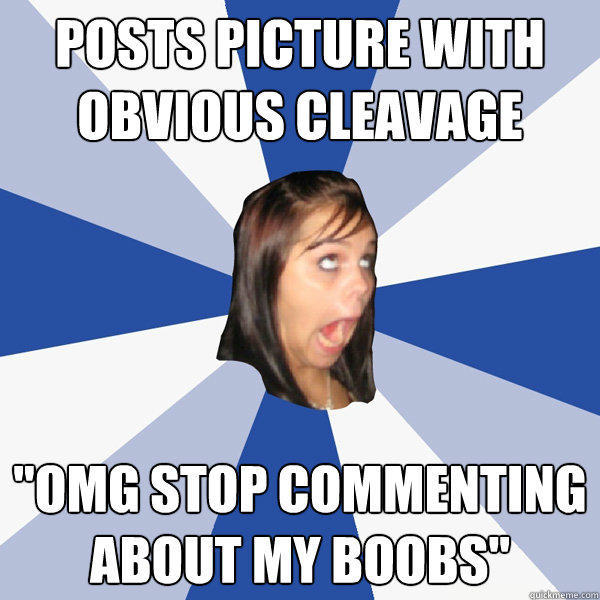 posts picture with obvious cleavage 