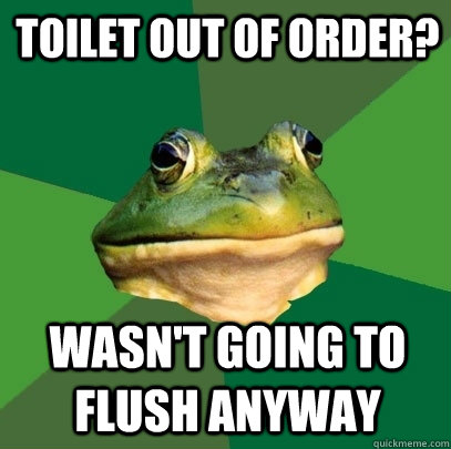 Toilet out of order? wasn't going to flush anyway - Toilet out of order? wasn't going to flush anyway  Foul Bachelor Frog