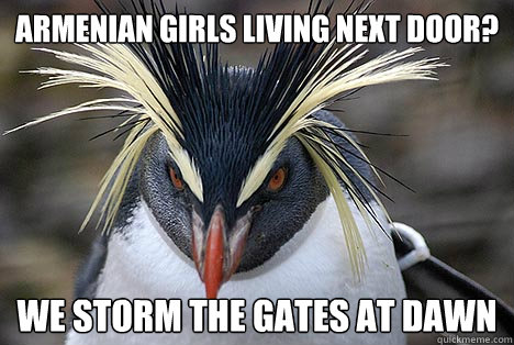 Armenian girls living next door? we storm the gates at dawn - Armenian girls living next door? we storm the gates at dawn  Diabolical Penguin
