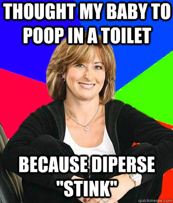 thought my baby to poop in a toilet  because diperse 