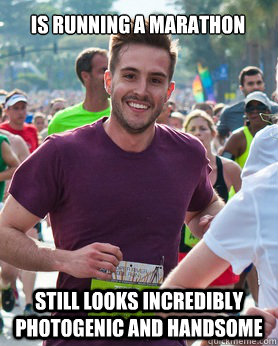 is running a marathon still looks incredibly photogenic and handsome    Ridiculously photogenic guy