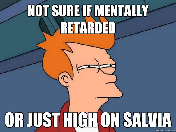 Not sure if mentally retarded or just high on salvia  Futurama Fry