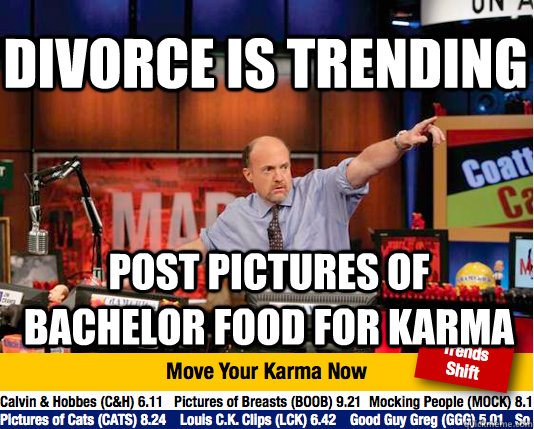 Divorce is trending Post pictures of bachelor food for Karma  Mad Karma with Jim Cramer