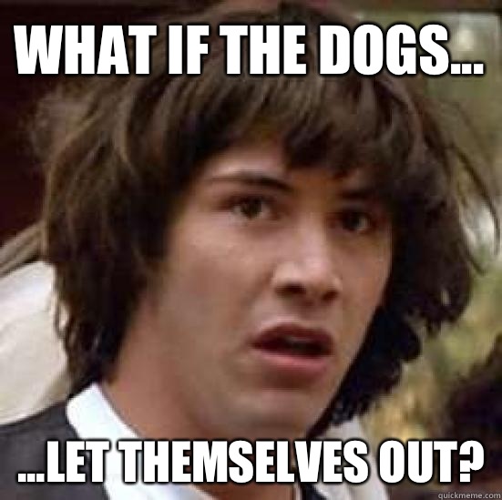 What if the dogs... ...let THEMSELVES out?  conspiracy keanu