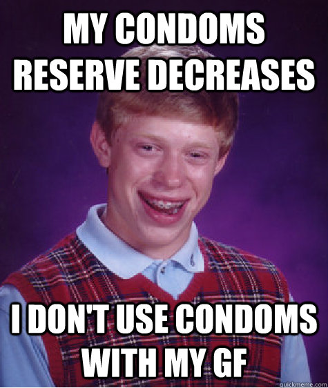 My condoms reserve decreases I don't use condoms with my gf  Bad Luck Brian