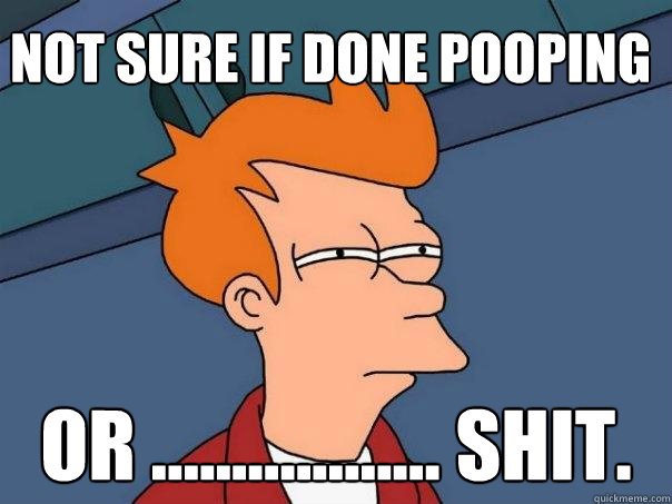 Not sure if done pooping or .................. shit.  Futurama Fry