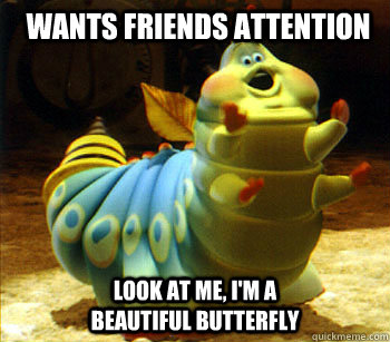 Wants friends attention Look at me, I'm a beautiful butterfly  Heimlich