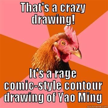Tom's Internet Meme School - THAT'S A CRAZY DRAWING! IT'S A RAGE COMIC-STYLE CONTOUR DRAWING OF YAO MING Anti-Joke Chicken