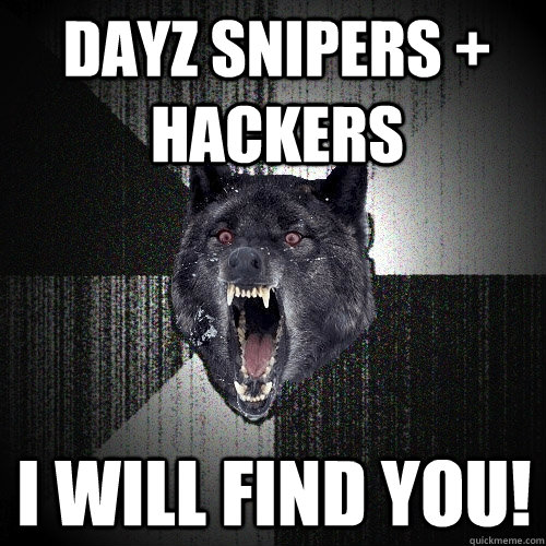 DayZ snipers + Hackers I will find you!  Insanity Wolf