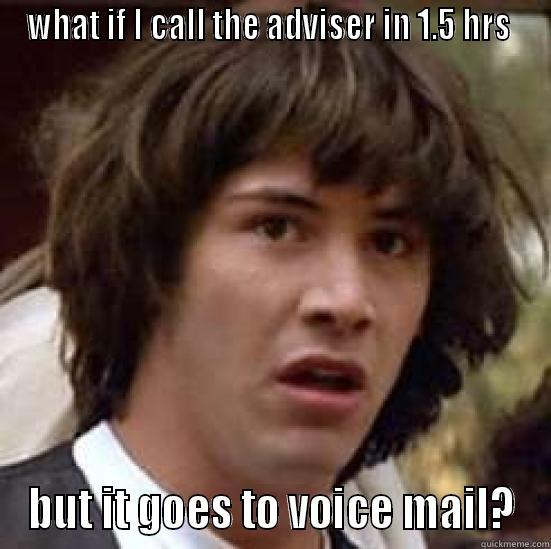 WHAT IF I CALL THE ADVISER IN 1.5 HRS  BUT IT GOES TO VOICE MAIL? conspiracy keanu