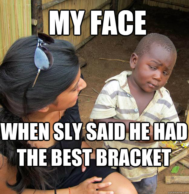 My Face When Sly Said He Had the Best Bracket  Skeptical Black Kid