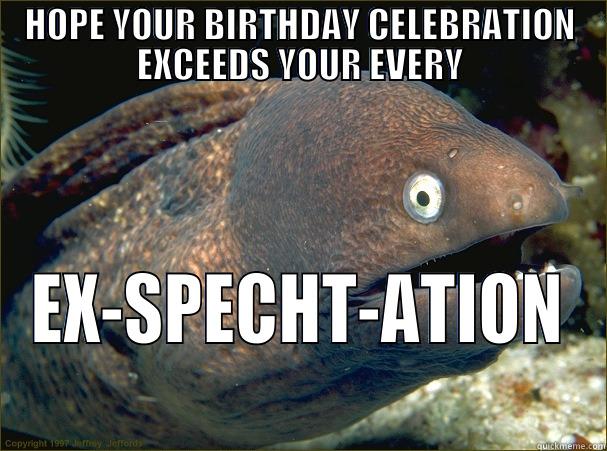 HOPE YOUR BIRTHDAY CELEBRATION EXCEEDS YOUR EVERY EX-SPECHT-ATION Bad Joke Eel