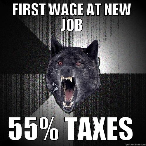 FIRST WAGE AT NEW JOB 55% TAXES Insanity Wolf