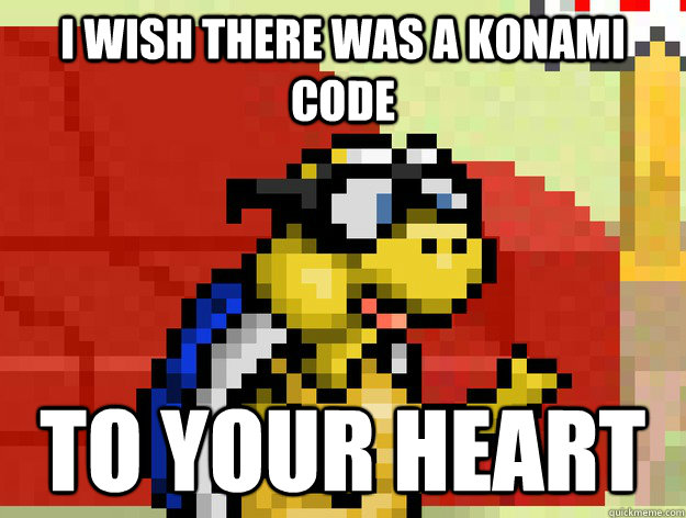 I wish there was a konami code to your heart  Video Game Pick Up Lines