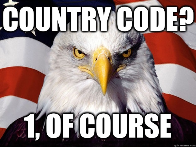 Country Code? 1, of course  