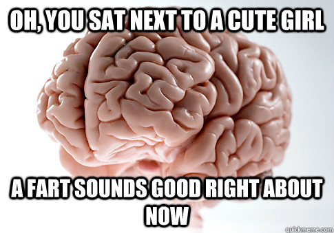 oh, You sat next to a cute girl A fart sounds good right about now  Scumbag Brain