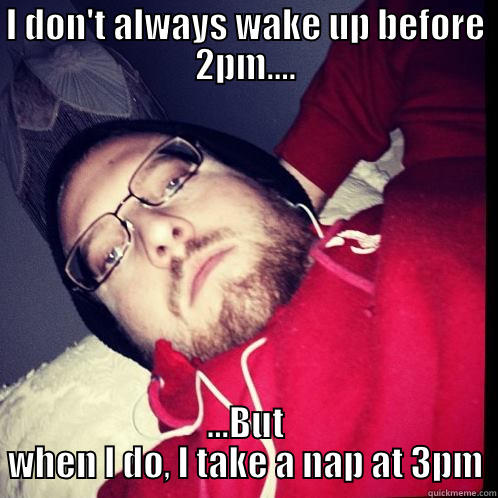 I DON'T ALWAYS WAKE UP BEFORE 2PM.... ...BUT WHEN I DO, I TAKE A NAP AT 3PM Misc