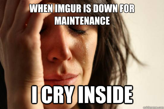 when imgur is down for maintenance i cry inside  First World Problems