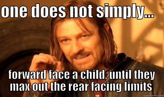 ONE DOES NOT SIMPLY...    FORWARD FACE A CHILD, UNTIL THEY MAX OUT THE REAR FACING LIMITS Boromir