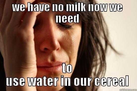 we have no milk - WE HAVE NO MILK NOW WE NEED TO USE WATER IN OUR CEREAL First World Problems