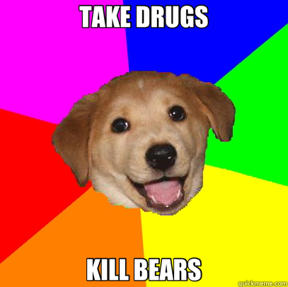 TAKE DRUGS KILL BEARS  Advice Dog