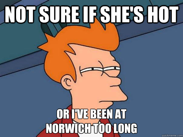 Not sure if she's hot Or I've been at 
norwich too long - Not sure if she's hot Or I've been at 
norwich too long  Futurama Fry