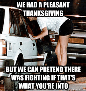 We had a pleasant Thanksgiving But we can pretend there was fighting if that's what you're into  Karma Whore