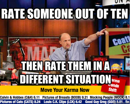 Rate someone out of ten Then rate them in a different situation  Mad Karma with Jim Cramer