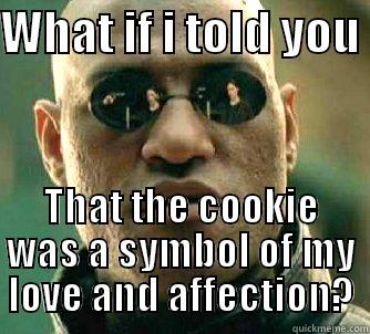 she rejected my cookie - WHAT IF I TOLD YOU  THAT THE COOKIE WAS A SYMBOL OF MY LOVE AND AFFECTION? Matrix Morpheus