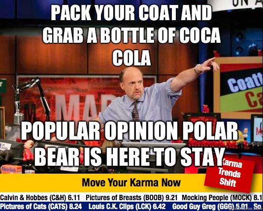 Pack your coat and grab a bottle of Coca Cola Popular Opinion Polar Bear is here to stay  Mad Karma with Jim Cramer