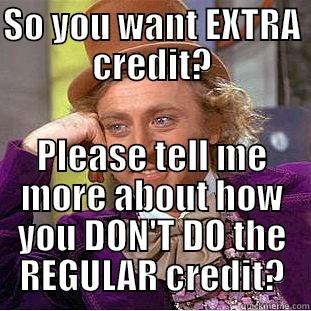 SO YOU WANT EXTRA CREDIT? PLEASE TELL ME MORE ABOUT HOW YOU DON'T DO THE REGULAR CREDIT? Creepy Wonka